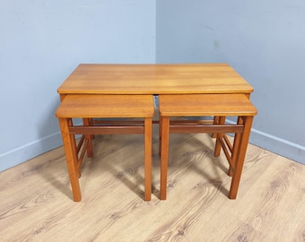 Mid Century Teak Nest of Coffee Table Retro Chic