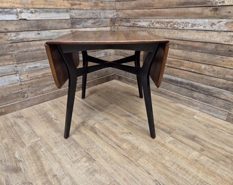 Mid Century G Plan E Gomme Teak Extending Drop Leaf Table Black Frame