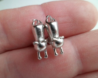 Tiny stud earrings "Cats". Sterling silver 925.