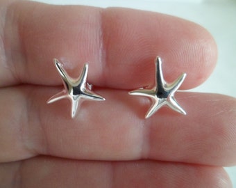 Tiny stud earrings "Starfish". Sterling silver 925.