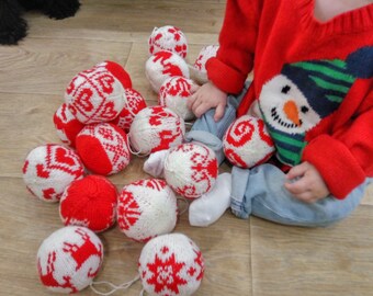 Items Similar To Christmas Knitted Ball Handmade Christmas Baubles
