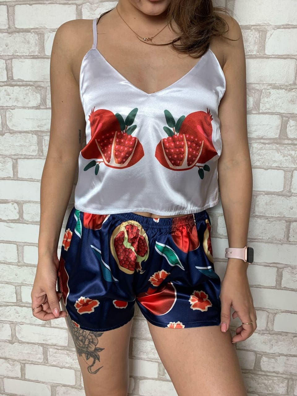 Cool Pajamas Womens With Juicy Pomegranate Pajama Set Crop Top Etsy UK