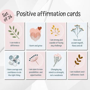 Printable Positive Affirmation Cards for Adults, Mindfulness Motivational Cards, Encouragement, Mental Health, Self Care, Counselor's Office