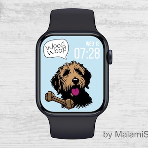 Cute Goldendoodle Watch Wallpaper, Minimalist Puppy Dog Smartwatch Background, Cool Watch Face Design, Watch Screen, Digital Download