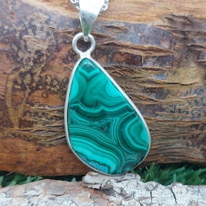 Malachite Crystal Silver Plated Necklace
