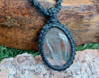 Clear Quartz Crystal Macrame Necklace