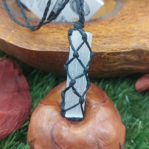 Selenite Crystal Macrame Necklace