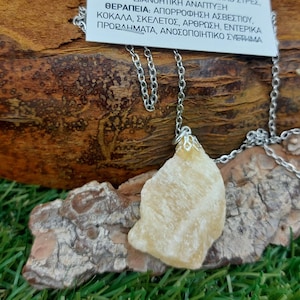 Collier en cristal de calcite orange naturel