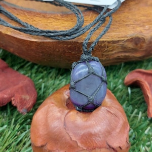 Purple Polished Agate Mineral Stone Brazilian Crystal Healing Macrame Necklace Protection Gift Accessories