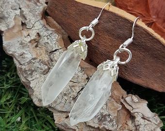 Clear Quartz Point Crystal Earrings