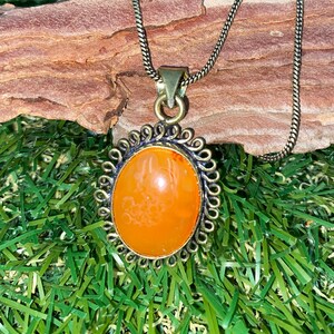 Carnelian Crystal Brass Necklace