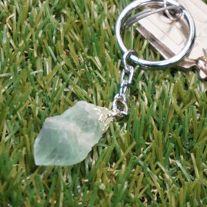 Natural Green Fluorite Crystal Keychain