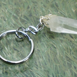 Natural Clear Quartz Crystal Point Keychain
