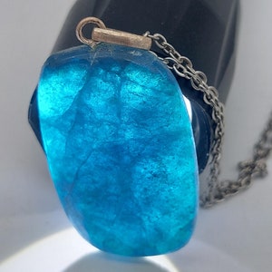 Apatite Crystal Necklace, Blue Gemstone Necklace with Chain, Stone Layering Necklace for Men and Women, Crystal Gift