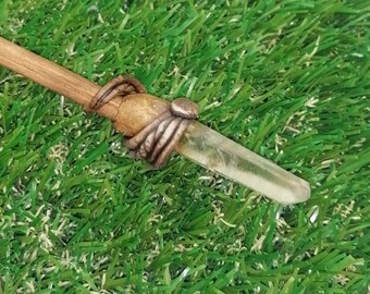 Varita de cristal de cuarzo ahumado: Piedra curativa natural de las hadas y los magos