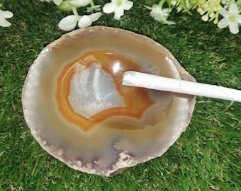 Natural Agate Ashtray Healing Crystal Zodiac Mineral Stone