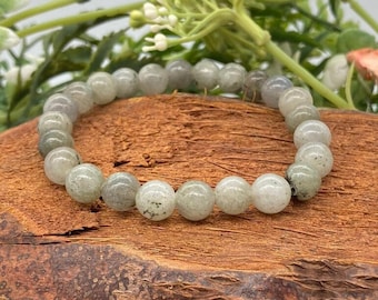 Natural Labradorite Crystal Bracelet, 8MM Beaded, Handmade Gift