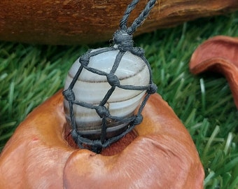 Natural Polished Agate Mineral Stone Brazilian Crystal Healing Macrame  Necklace Protection Gift Accessories