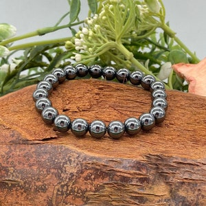 Hematite Crystal Bracelet: 8MM Natural Gemstone Beads