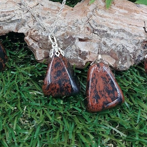 Mahogany Obsidian Crystal Necklace