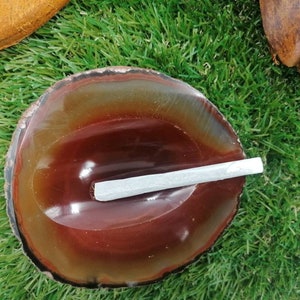 Natural Red Fire Agate Ashtray Healing Crystal Zodiac Mineral Stone