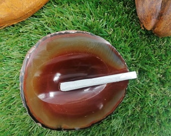 Natural Red Fire Agate Ashtray Healing Crystal Zodiac Mineral Stone
