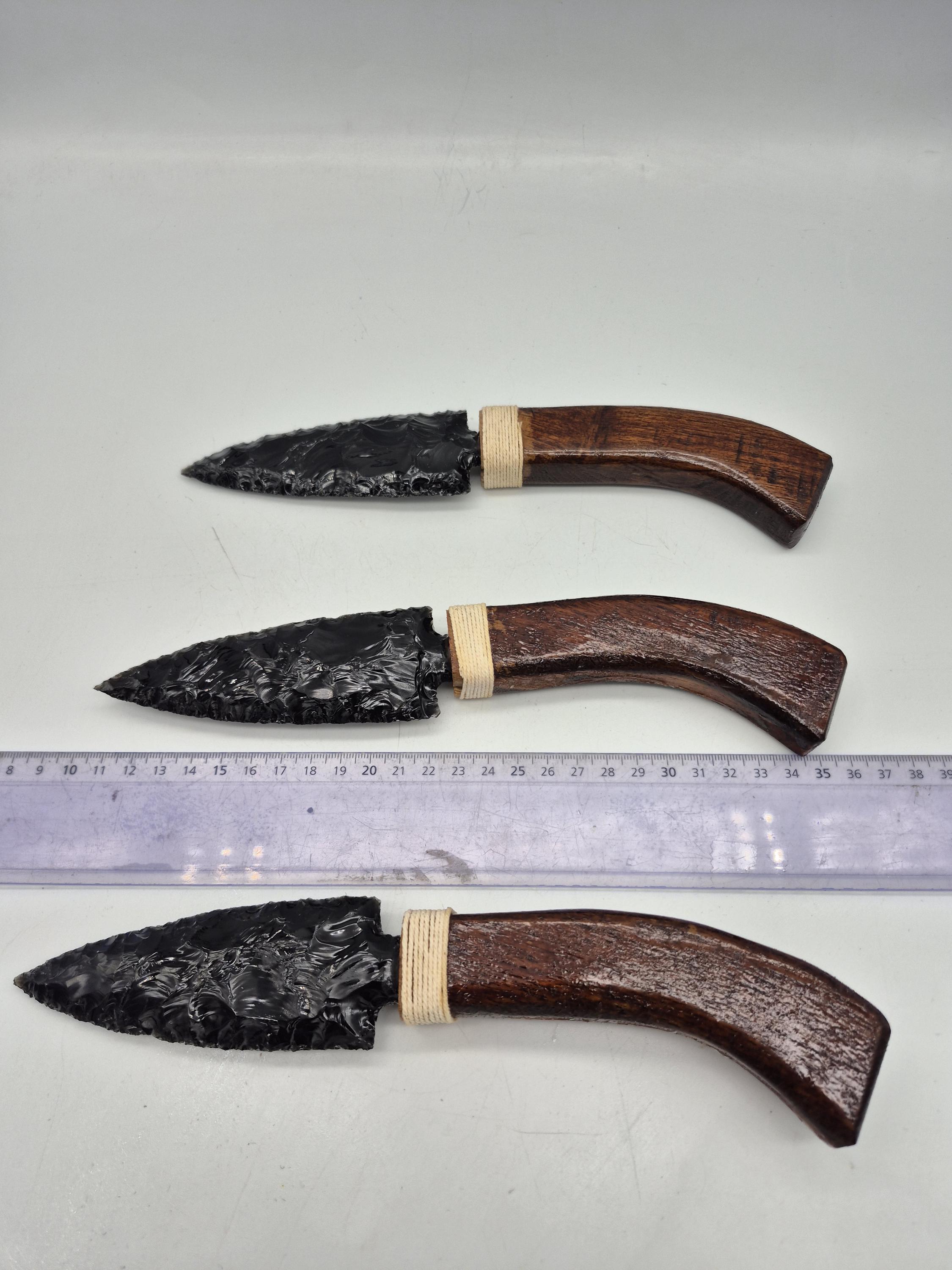 天然黒曜石ナイフ - 木製ハンドル付きクリスタル装飾ナイフ - Etsy 日本