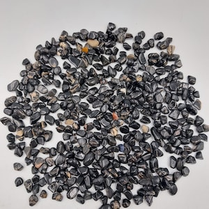 Black Tourmaline Polished Crystal Chips, Tumbled Healing Gemstone, New Age Polished Semi-Precious Rocks