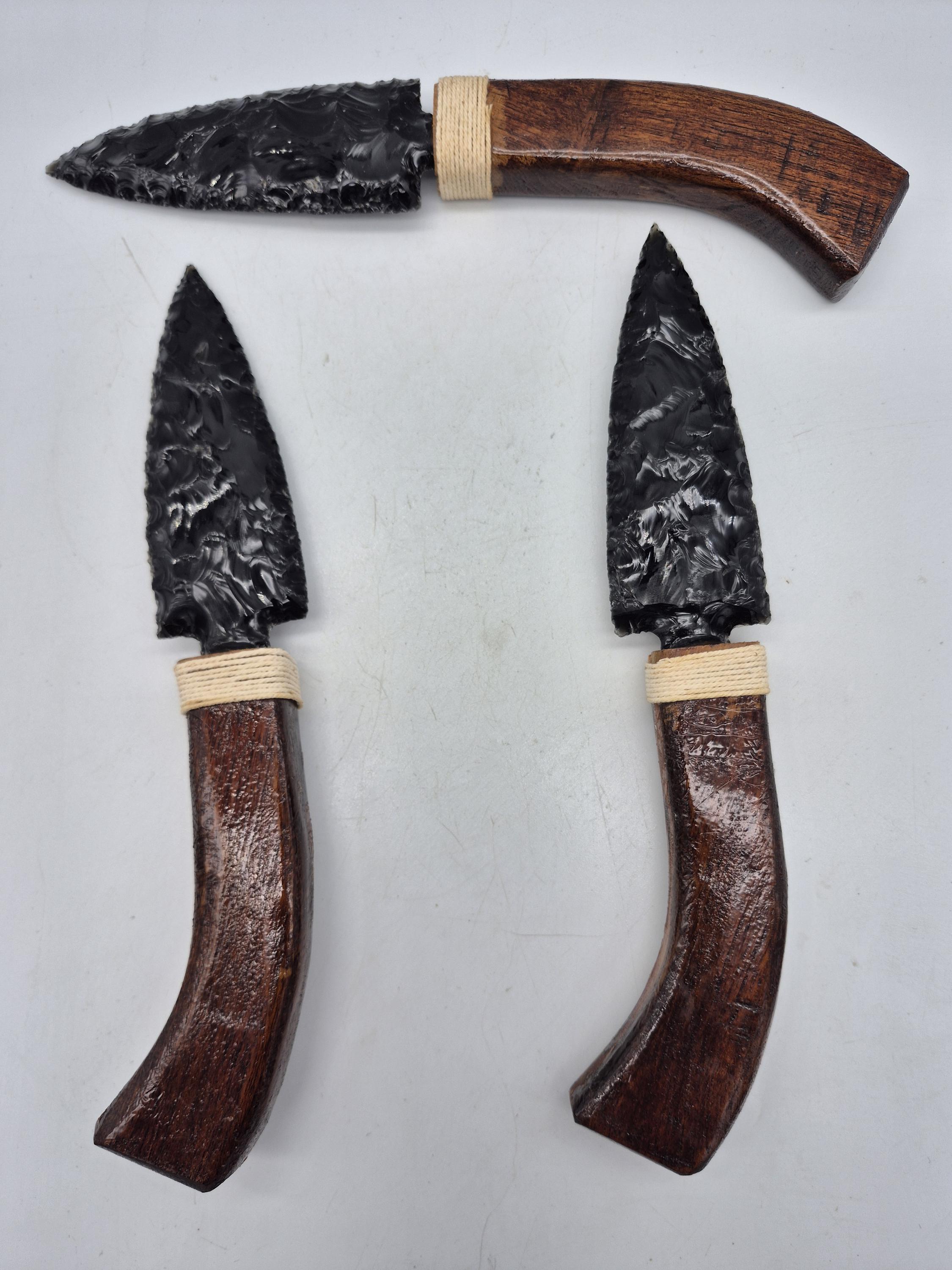 天然黒曜石ナイフ - 木製ハンドル付きクリスタル装飾ナイフ - Etsy 日本