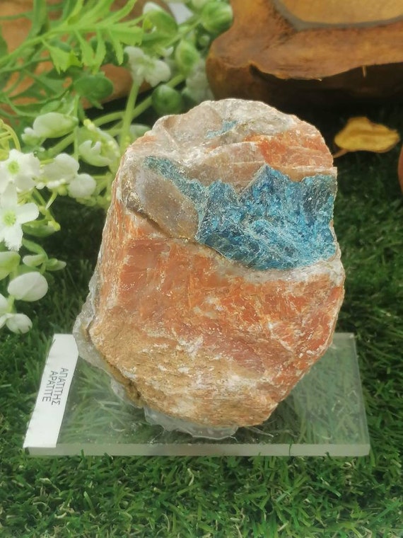 Orange and Blue Apatite Crystal Specimen: Healing Stone