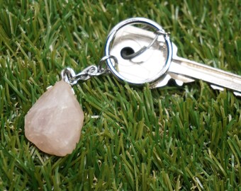 Natural Rose Quartz Crystal Keychain