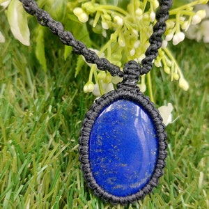 Lapis Lazouli Crystal Handmade Wrapped Macrame Necklace
