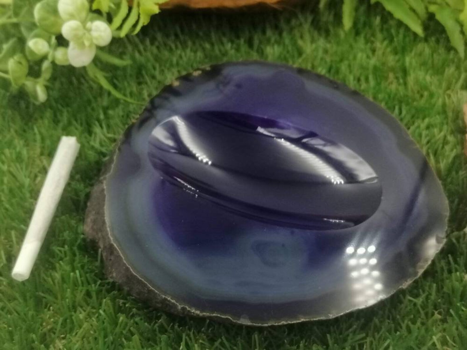 Natural Purple Agate Ashtray Healing Crystal Zodiac Mineral Etsy