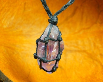 Améthyste pierre minérale polie cristal brésilien macramé de guérison collier emballé Protection accessoires cadeau