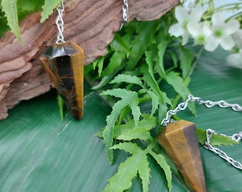 Tiger Eye Crystal Pendulum: Dowsing Divination Tool