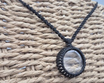 Handmade Clear Quartz Macrame Necklace: Crystal Healing Jewelry