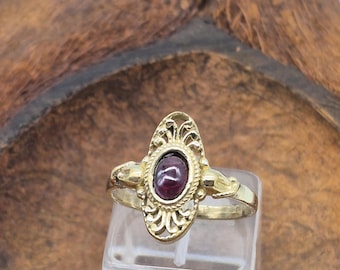 Red Garnet Brass Adjustable Ethnic Ring