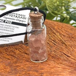 Rose Quartz Crystal Chips Bottle Necklace