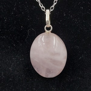 Rose Quartz Crystal Necklace Silver Plated