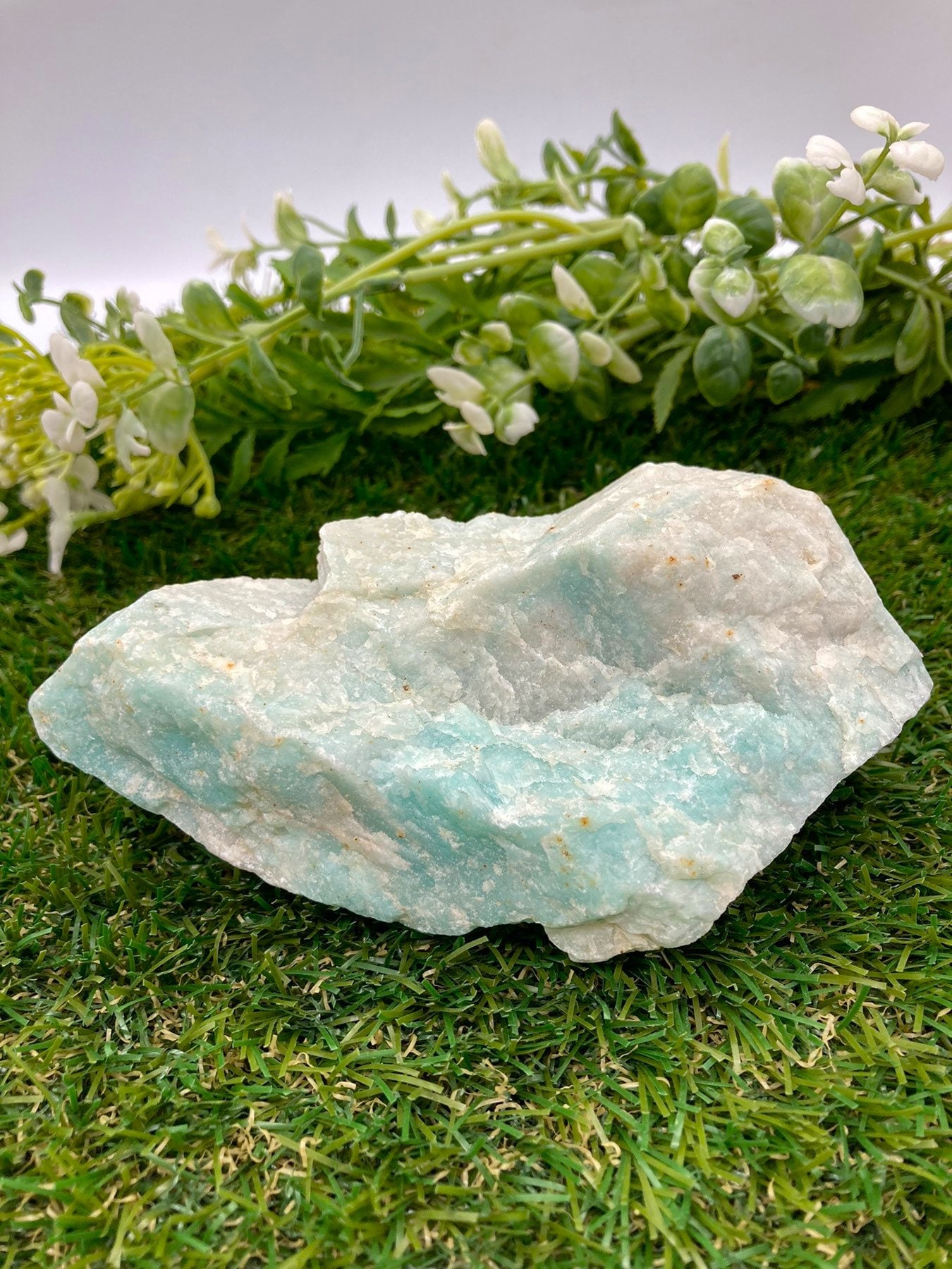 原石アマゾナイト水晶 - 天然鉱物標本、コレクター向け展示用石