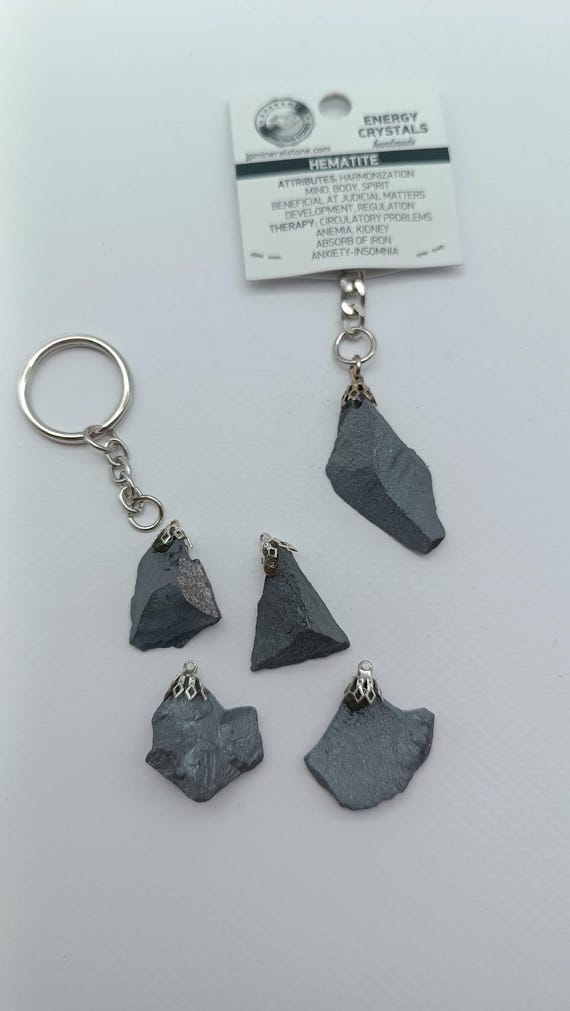特価☆ハンドメイド シルバー(純銀)ヘマタイト キーホルダー 天然ヘマタイト原石クリスタルキーホルダー - Etsy 日本