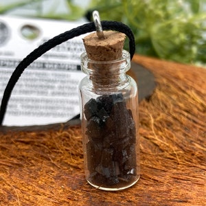 Black Tourmaline Crystal Chips Bottle Necklace