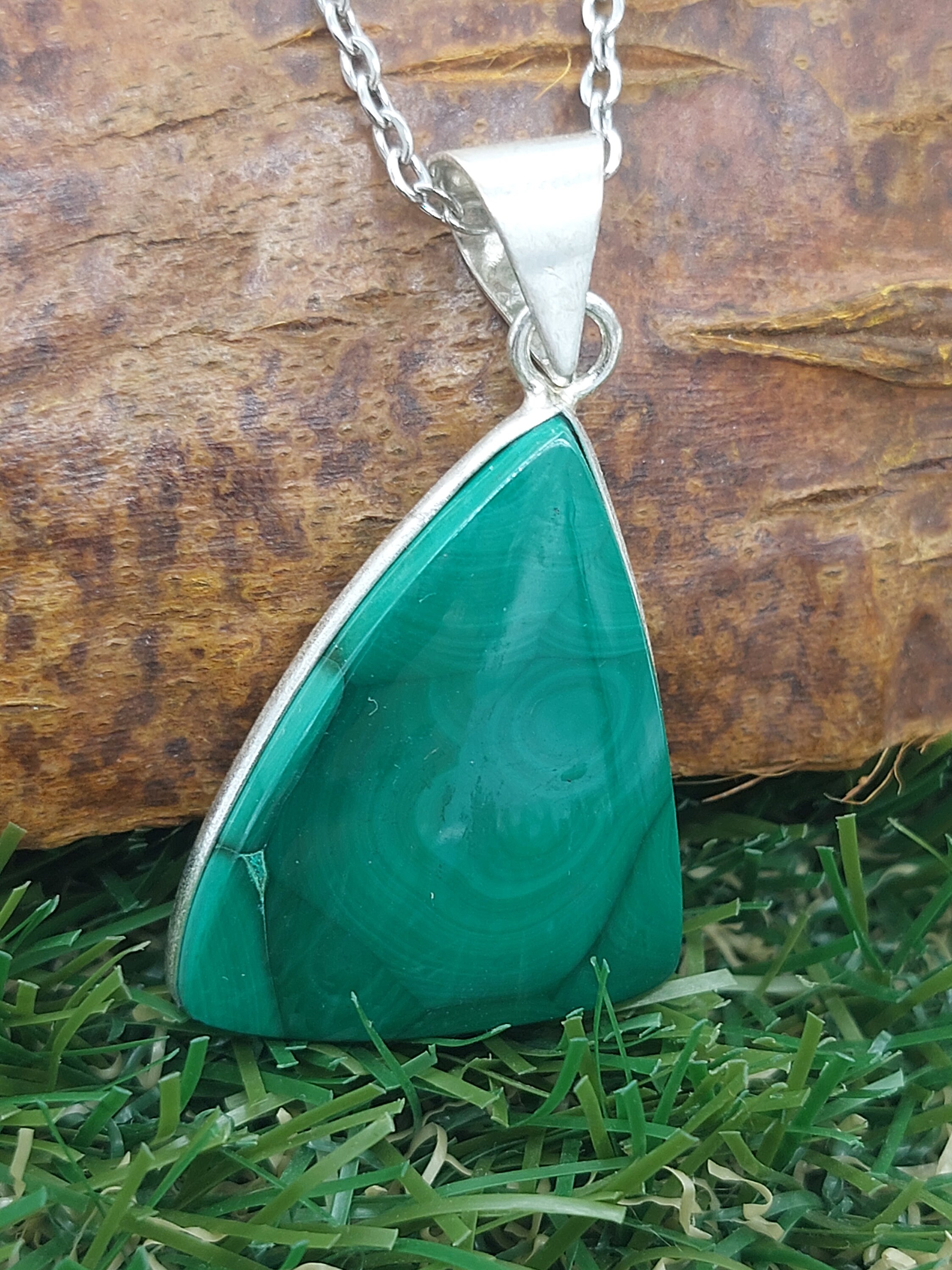 Malachite Crystal Silver Plated Necklace - Etsy Canada