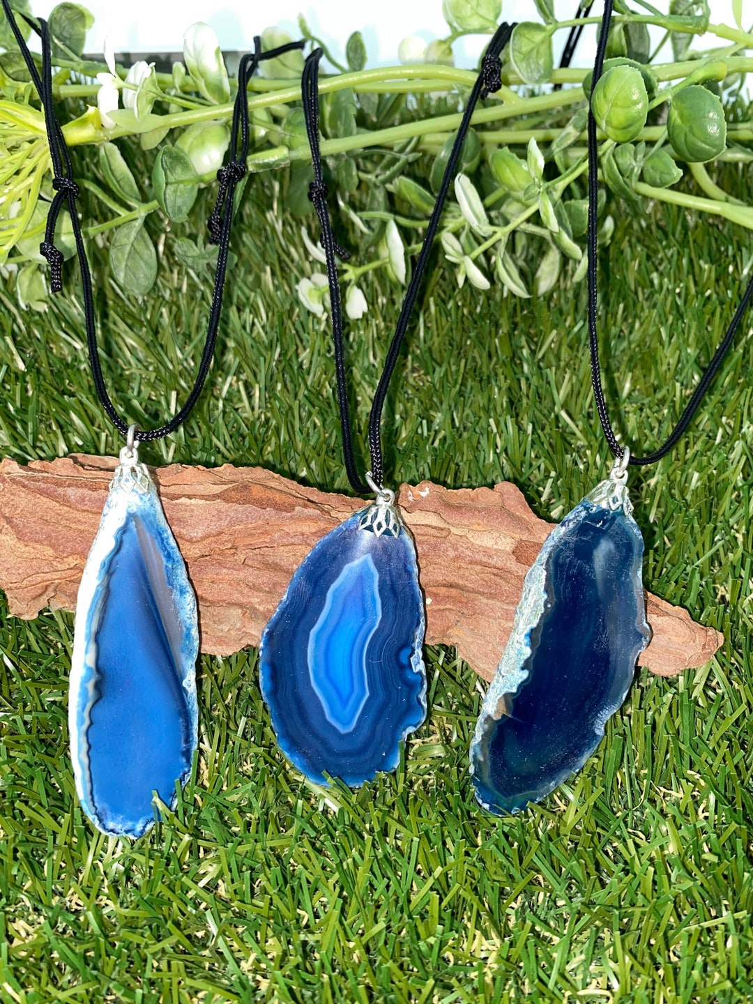 Ciondolo Esagonale In Cristallo E Pietra Naturale Agata &ndash; Collana Quarzo Multicolore