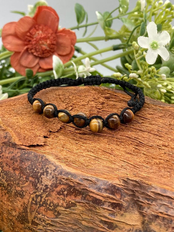 タイガーアイクリスタルビーズブレスレットハンドメイド - Etsy 日本