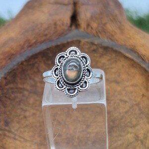 Orange Labradorite Silver Plated Adjustable Ring for Women