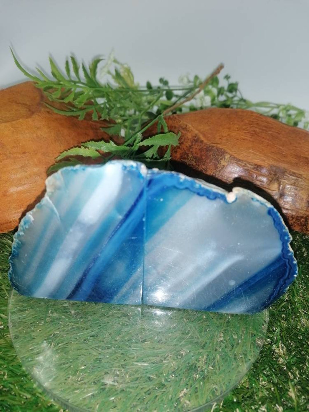 ブルーアゲートジオードブックエンド：天然岩石（14x9x4.5 cm） - Etsy