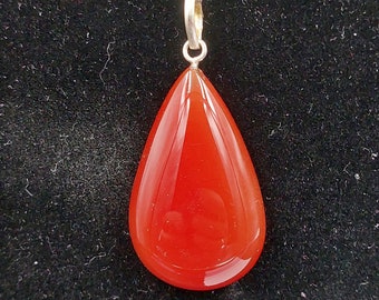 Carnelian Crystal Necklace Silver Plated