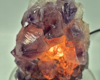 Handcrafted Raw Amethyst Lamp, Natural Crystal Decor