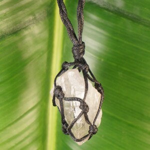 Quartz Crystal Rough Mineral Stone Brazilian Crystal Healing Macrame Wrapped Necklace Protection Gift Accessories